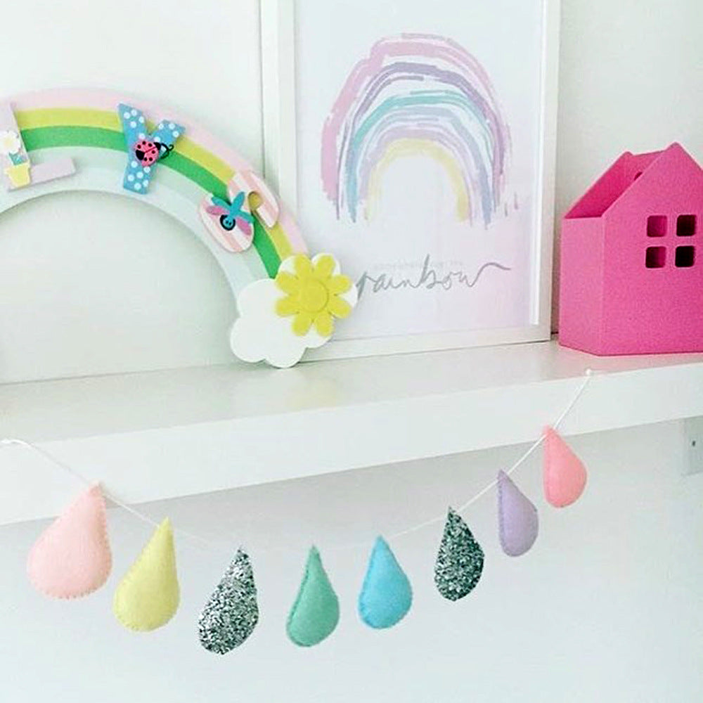 INS decoration Nordic wind felt rain drip hanging water droplets wall decoration photography props children's housing children's clothing store