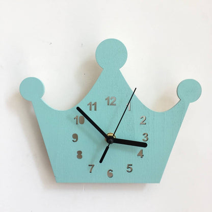 INS Nordic Wife Crown Children's Room Silent Clock Clock Wooden Wall Decoration Decoration