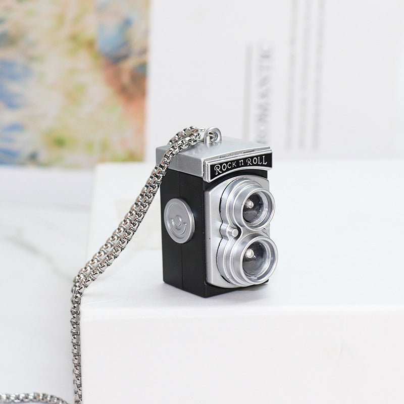 Haunnual hanging hair network red with mini audible lighting daisy camera necklace LED couple box keychain