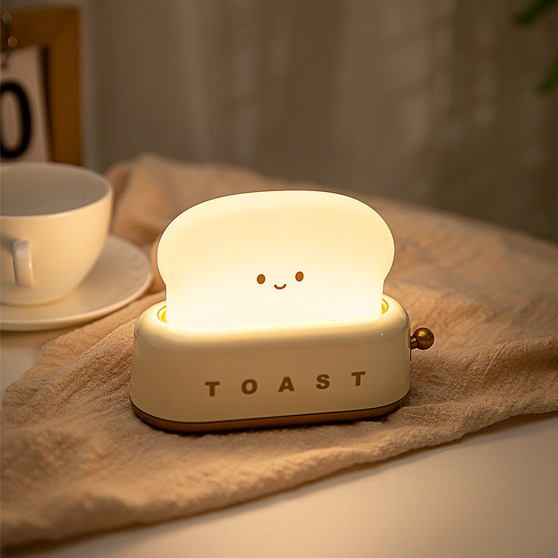 Bread Machine Small Night Light Creative USB Charging Dimming Lighting Table Lamp LED Warm Light Bedroom Bedside Timing Sleeping Light