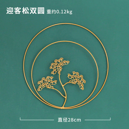 Nordic INS style golden round ginkgo leaf wall hanging creative home living room wall decoration background leaf wall