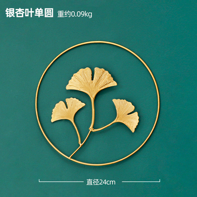 Nordic INS style golden round ginkgo leaf wall hanging creative home living room wall decoration background leaf wall