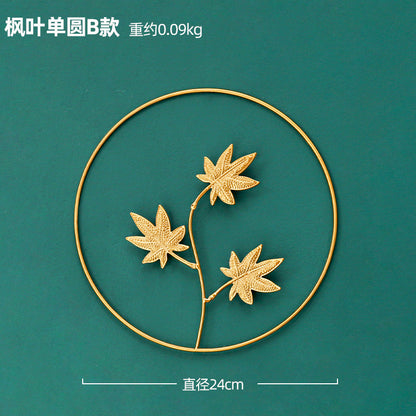 Nordic INS style golden round ginkgo leaf wall hanging creative home living room wall decoration background leaf wall