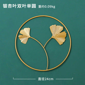 Nordic INS style golden round ginkgo leaf wall hanging creative home living room wall decoration background leaf wall