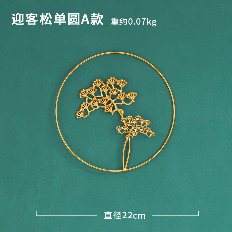 Nordic INS style golden round ginkgo leaf wall hanging creative home living room wall decoration background leaf wall