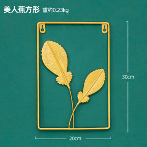 Nordic INS style golden round ginkgo leaf wall hanging creative home living room wall decoration background leaf wall