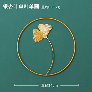 Nordic INS style golden round ginkgo leaf wall hanging creative home living room wall decoration background leaf wall