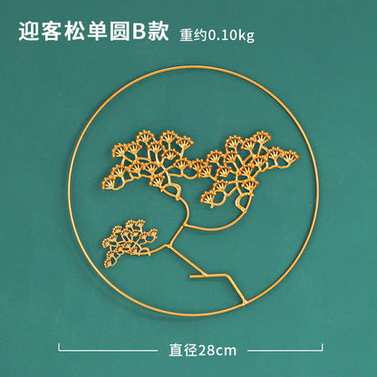 Nordic INS style golden round ginkgo leaf wall hanging creative home living room wall decoration background leaf wall