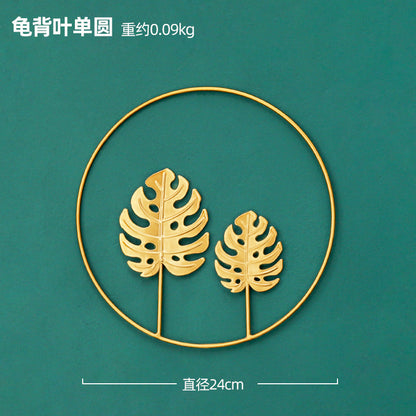 Nordic INS style golden round ginkgo leaf wall hanging creative home living room wall decoration background leaf wall