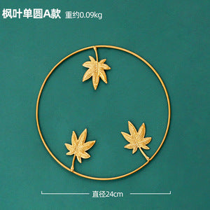 Nordic INS style golden round ginkgo leaf wall hanging creative home living room wall decoration background leaf wall