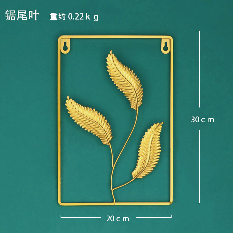 Nordic INS style golden round ginkgo leaf wall hanging creative home living room wall decoration background leaf wall