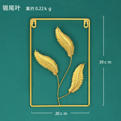 Nordic INS style golden round ginkgo leaf wall hanging creative home living room wall decoration background leaf wall