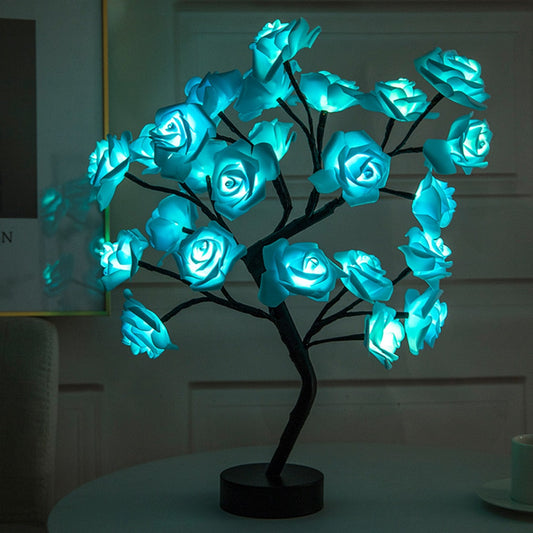 Popxstar LED Table Lamp Rose Flower Tree USB Night Lights Christmas Decoration Gift For Kids Room Rose Flower Lighting Home Decoration